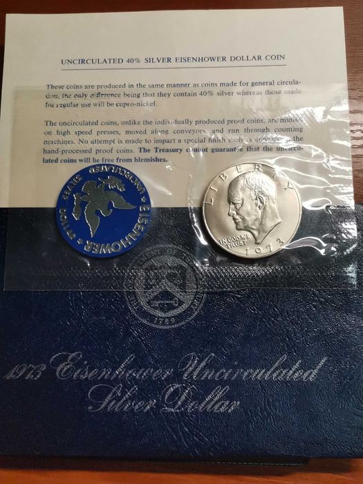 Инвестиционные монеты США 1 доллар серебро 1971, 72,73, 74.76.