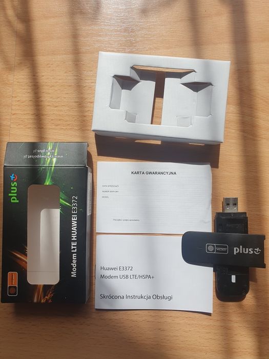 Modem USB, LTE  Huawei E3372, BEZ simlocka, zestaw, stan bdb