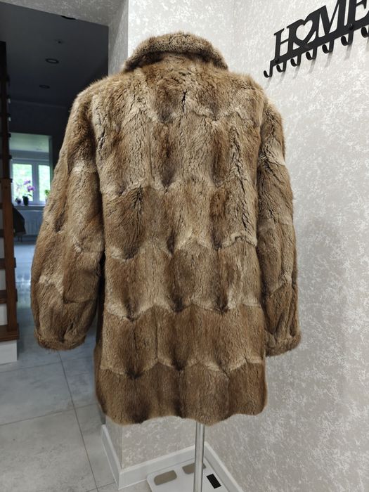 Futro naturalne brązowe beżowe vintage coquette 46 48 3XL 4XL
