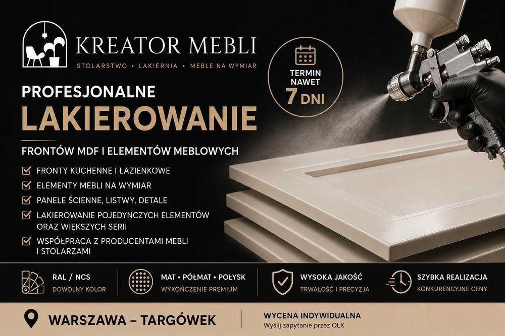 Lakierowanie frontów meblowych 7 DNI