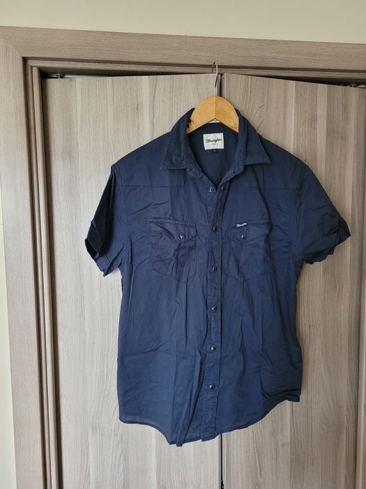Koszula męska Wrangler bawełna granatowa S