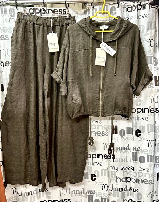 Костюм лён 100% курточка +  брюки, Италия 48-52 раз.