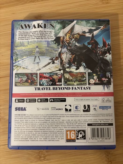 Caixa do jogo Metaphor Refantazio PS5