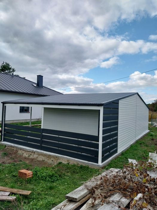 Garaż blaszany blaszak drewnopodobny profil zamknięty