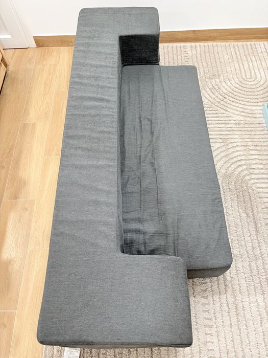 Sofá Cama Dobrável Convertível 3 Em 1 Succebuy Com 3 Almofadas Em Cinzento Escuro