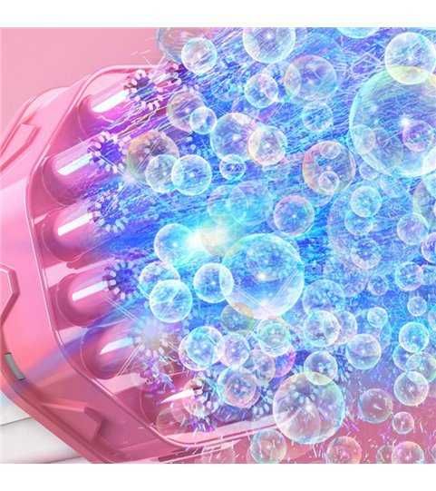Pistola de Bolhas de Sabão Elétrica com Emissor de Luz - Rosa - Goeik
