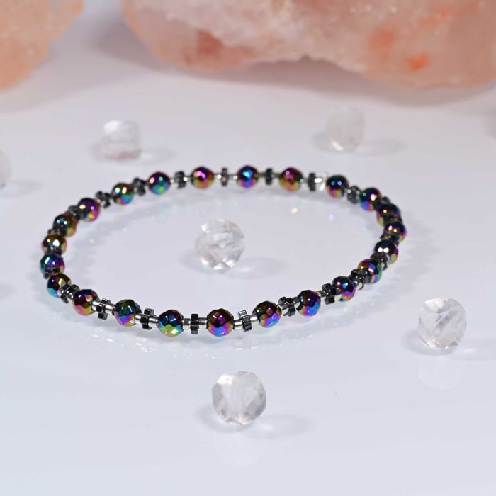 Bransoletka Hematyt holo fasetowana