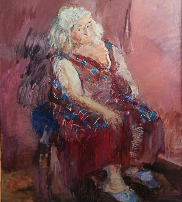 obraz olejny na płótnie 99x88 portret kobieta Anna B. Głowacka 60/70