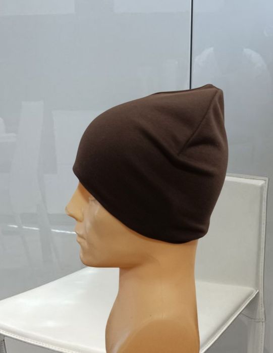 Brazowa podwójna czapka bawełniana damska / męska (unisex)
