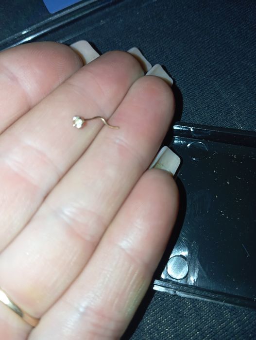 Пірсинг в ніс золотий фіаніт, пірсинг біжутерія з камінчиком,