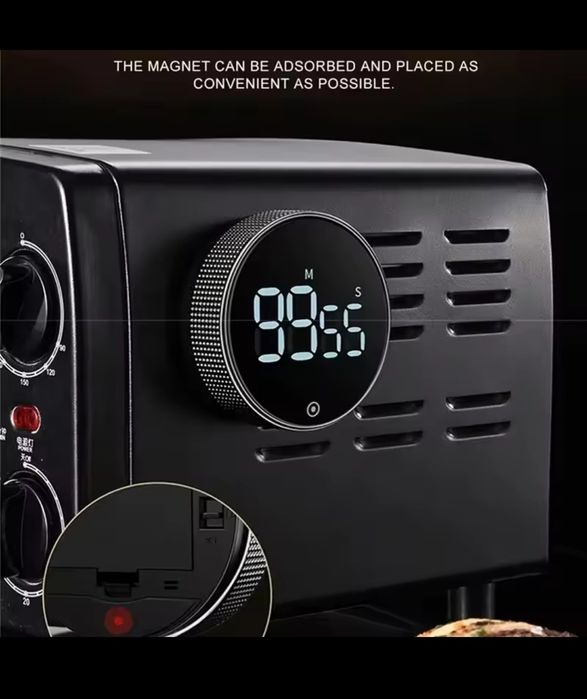 Кухонний таймер електричний з Дисплеєм, цифровий, магнітний