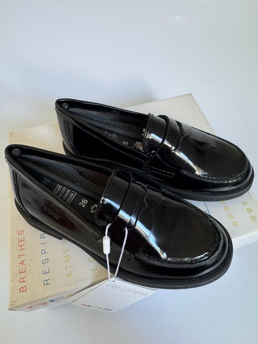 Nowe mokasyny eleganckie dziewczęce GEOX czarne 26