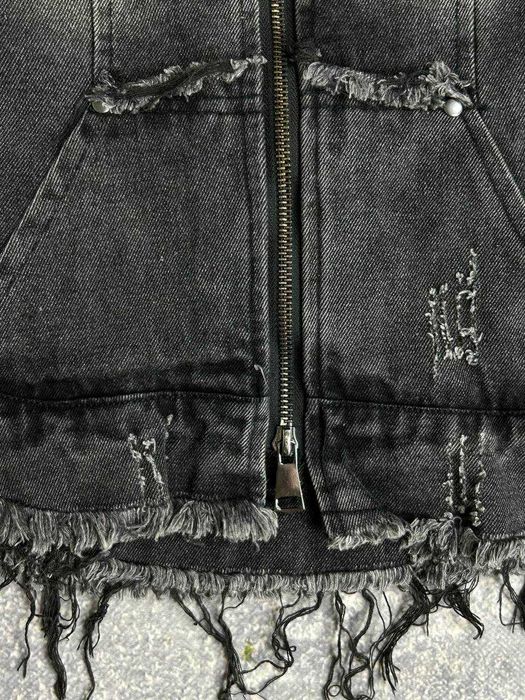 Джинсова куртка чорна джынсовая черная курточка блискавка з принтом