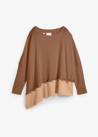 B.P.C sweter-poncho dzianinowy brązowo-karmelowy 44/46.