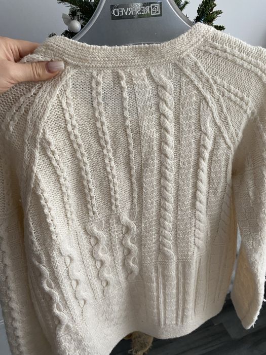 Marks&Spencer M&S L 40 akryl 80% wełna 20% sweter kremowy rozpinany