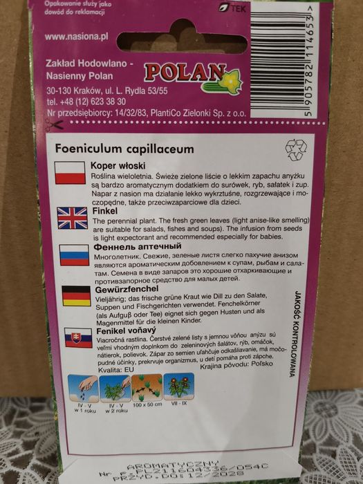 Koper włoski nasiona