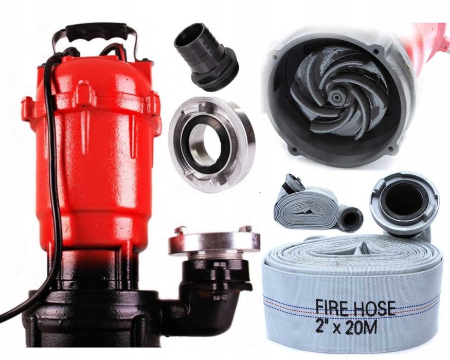 POMPA do wody BRUDNEJ czystej SZAMBA wąż ZESTAW 20m duża moc