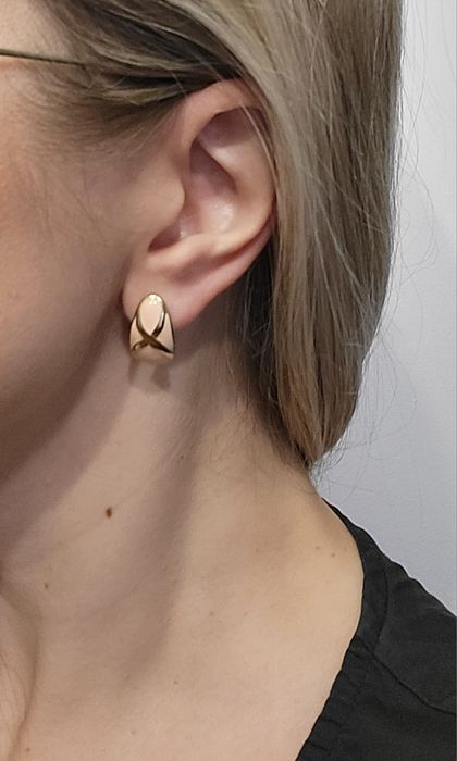 Kolczyki różowo złote z emalia vintage 80/90's