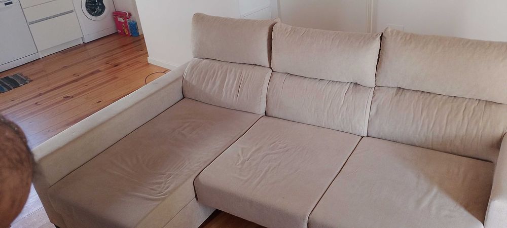 Sofá com chaise longue semi novo