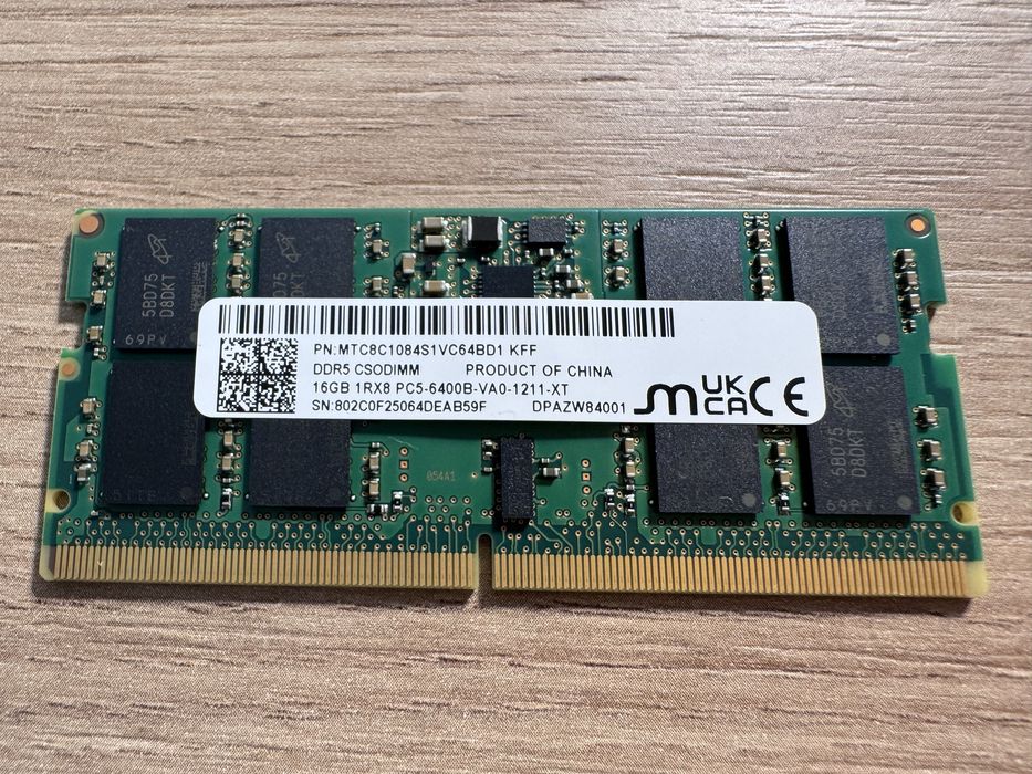 Micron 16GB DDR5 6400 CSODIMM (SO-DIMM) для ноутбуків -  MTC8C1084S1VC64BD1