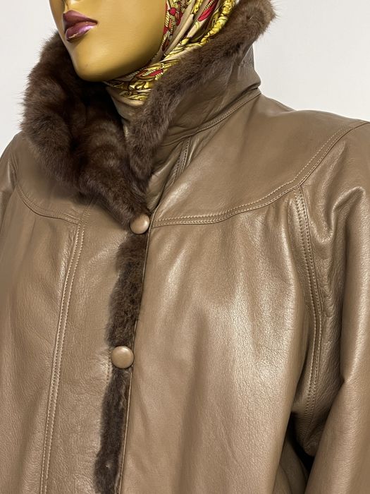 шкіряна куртка дублянка натуральне хутро оверсайз бомбер пілот жіноча