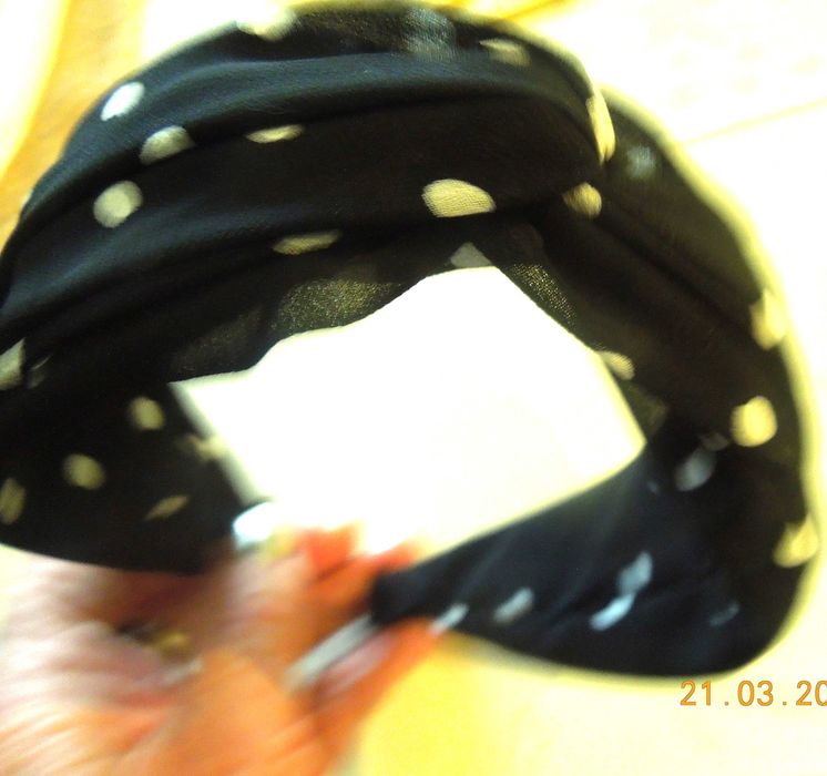 Opaska do Włosów-Węzeł-Supeł-Szeroka Czarna-Sprężysta + Frotka- Nr.11