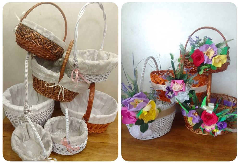 Кошики  з декором на спаса та пасху. Квіти зроблені з фоамірану.