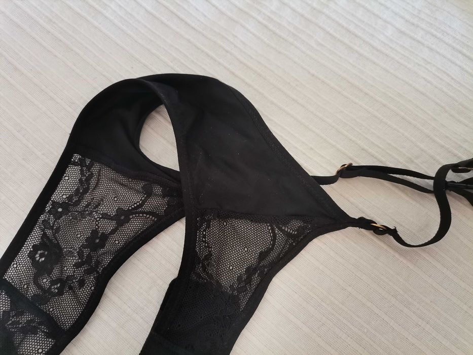 Ligas meias rendas pretas H&M