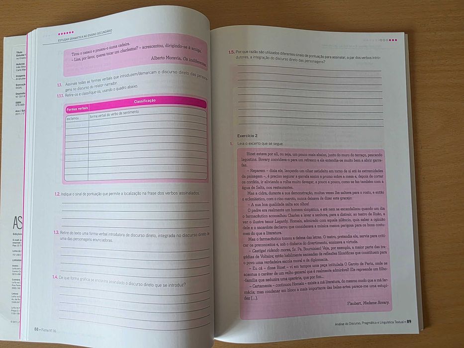 Livro escolar "Estudar Gramática no Ensino Secundário"