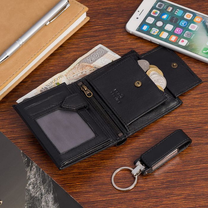 portfel męski skórzany wild tiger - czarny