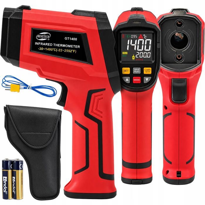 Pirometr Termometr Laserowy Bezdotykowy Emisyjność Z Termoparą -30+1400°Lcd