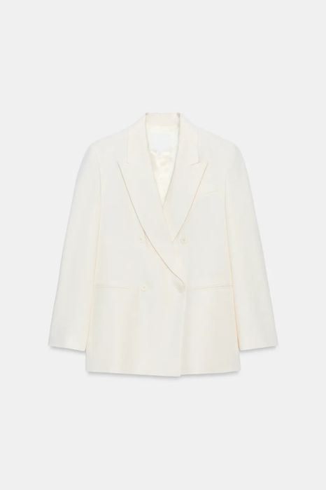 Новий двобортний жакет піджак Блейзер оверсайз Zara з віскози L ivory