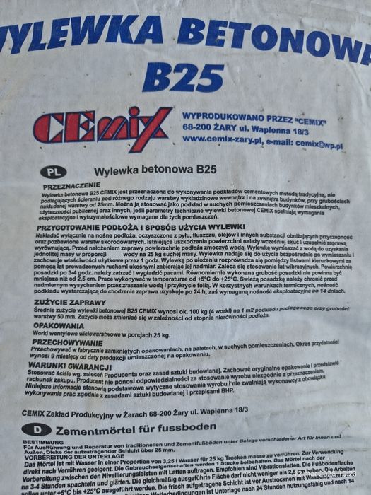 Wylewka betonowa B25,,,8 worków