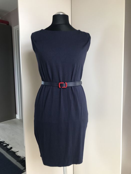 Solar granatowa sukienka zakladkami z tyłu 34 36