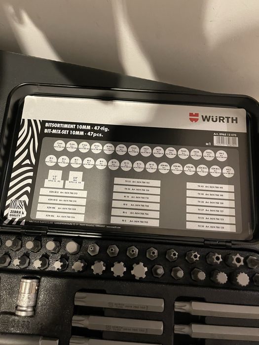 Zestaw bitów Imbus, torx. 10mm. Wurth zebra.