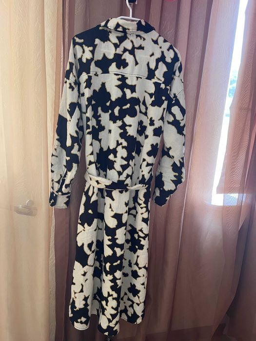 Лляна сукня сорочка  C&A Eur 42, F 44, льон XL- XXL беж квіти