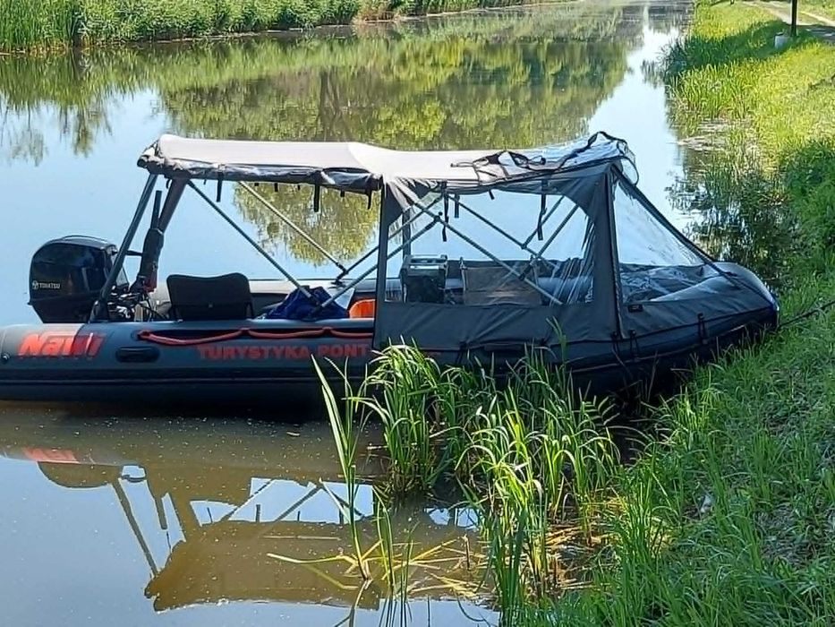 Ponton NawiPoland 450 cm, namiot, przyczepa Miro-Car Sidka S1