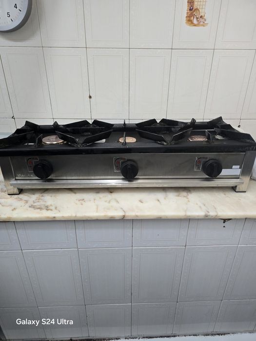 Fogão Industrial a Gás 3 Bocas – 90 cm – Usado, Bom Funcionamento