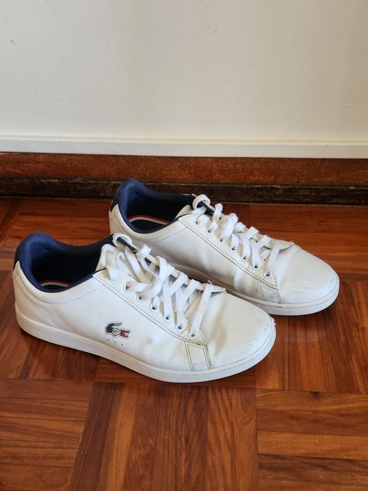 Ténis Lacoste, em pele, branco, tamanho 41