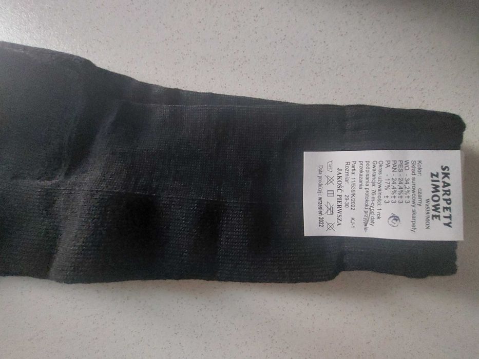 Skarpety zimowe 3 pary, czarne, wysokie rozm. 29-30