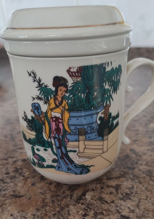 Чашка-заварник із ситечком та кришкою Китайські мотиви