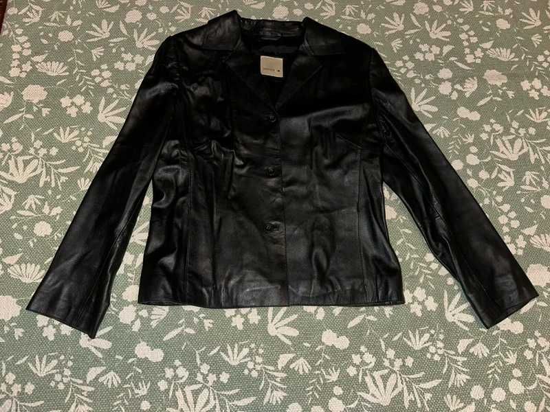 Casaco blazer preto em pele verdadeira Tiagu's