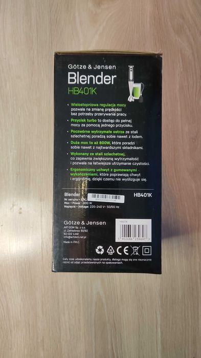 Blender GÖTZE & JENSEN HB401K | 800W | ZESTAW | NOWY