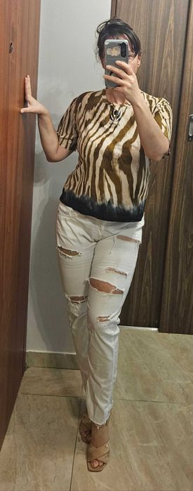 T-shirt PINKO w tygrysie pasy / zebrę – Animal Print z logo