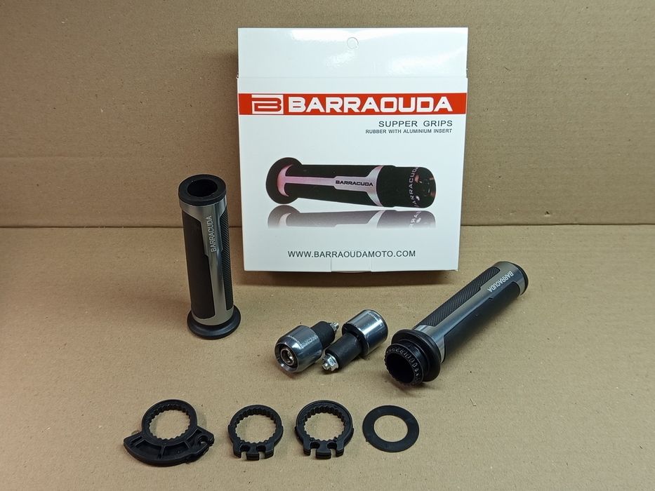Ручки керма мото "BARRACUDA" (грипси +відбійники) універсальні