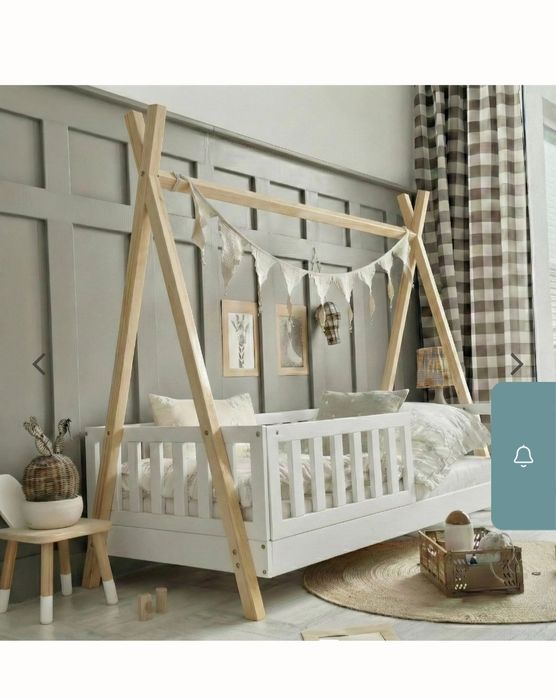 Łóżko dziecięce tipi + materac 160x80 + barierka