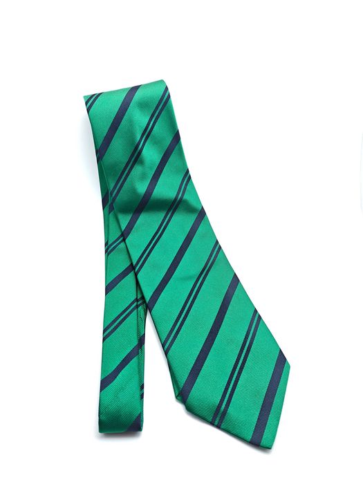 Cyrano zielony jedwabny krawat w paski klubowy mal36