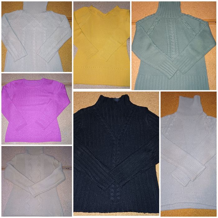 Camisolas de malha de senhora, gola alta, quentes , várias.