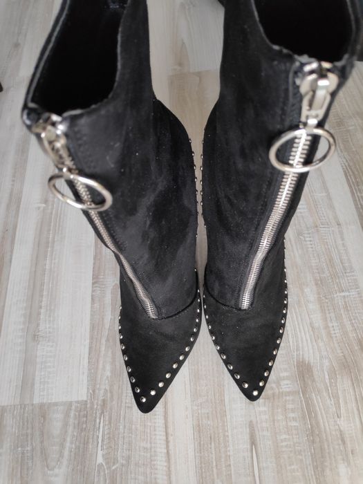 Buty damskie botki na szpilce dżety zamek czarne 38