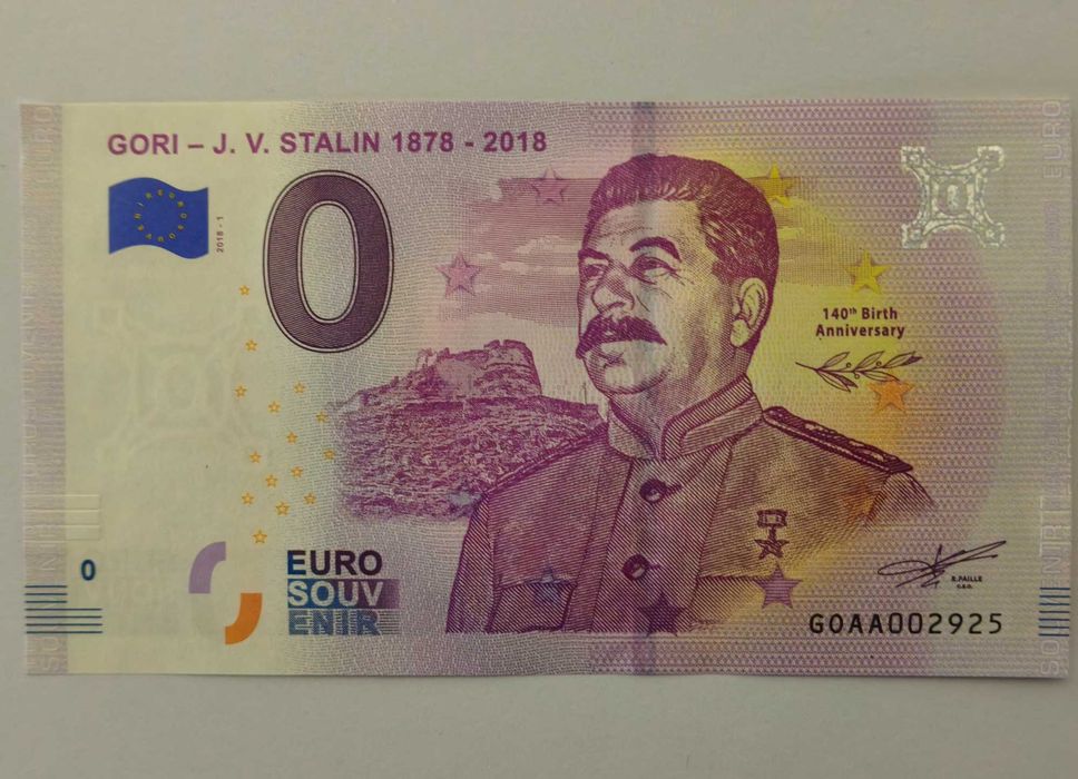 Nota 0 Euro Souvenir J.V. Stalin 1878-2018 – Novo / UNC